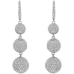 Pavé Diamond Gold Ball Drop Earrings