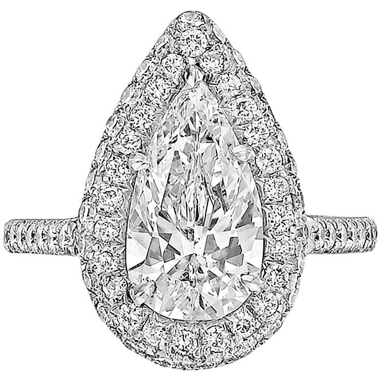 Pear Brilliant-Cut Diamond Platinum Ring