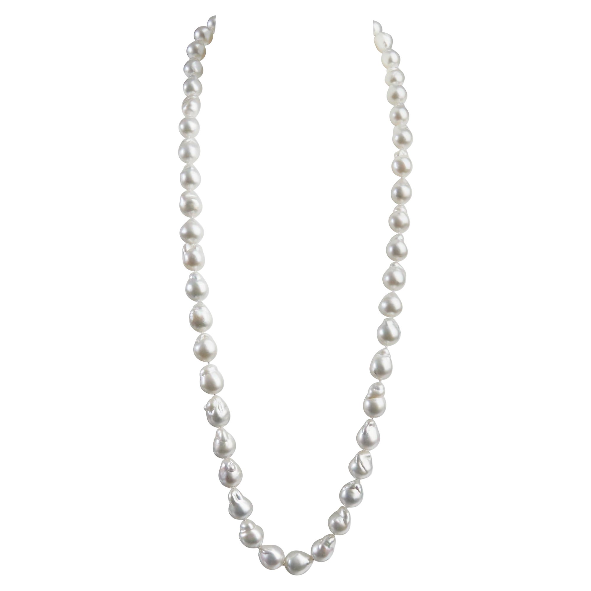 Long Cultured Baroque Natural Color South Sea Pearl Necklace For Sale