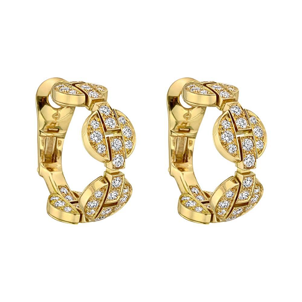 Cartier Diamond Gold "Himalia" Hoop Earrings