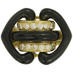 Andrew Clunn Black Enamel Diamond Ring 3