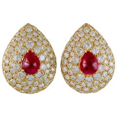 Graff Ruby & Diamond Earclips