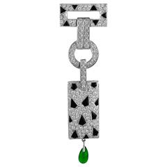 Cartier Onyx Emerald Diamond Gold Brooch 7