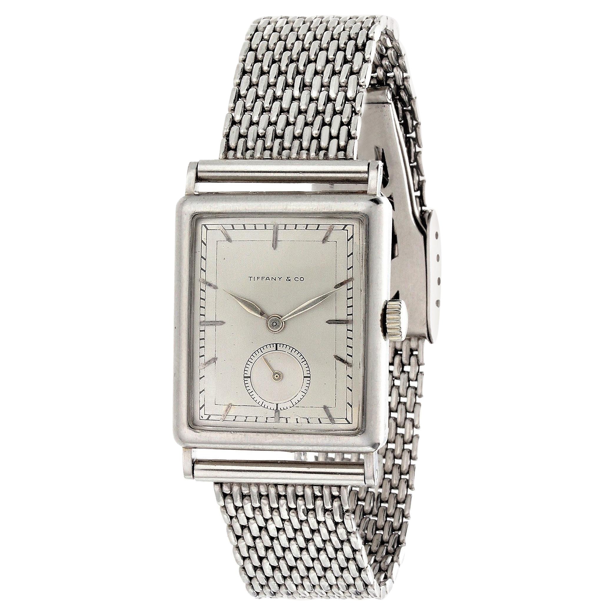 Patek Philippe Tiffany  Early Platinum Art Deco Tank style watch,  Circa 1930's For Sale