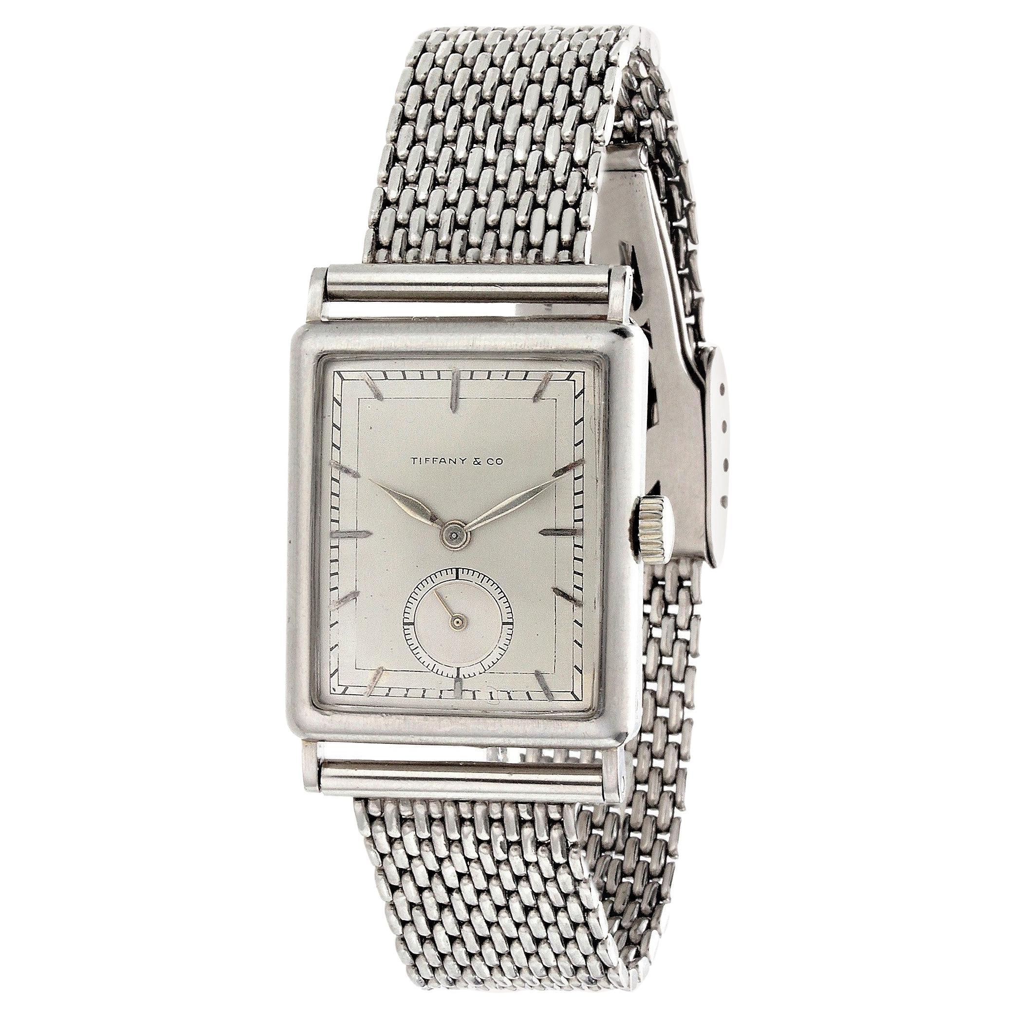 Patek Philippe Tiffany  Early Platinum Art Deco Tank style watch,  Circa 1930's