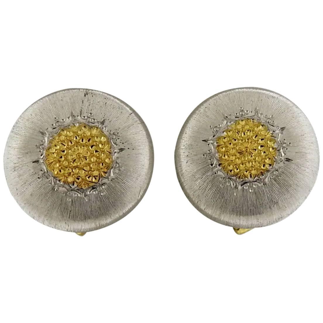 Buccellati Geminato Silver Gold Button Earrings
