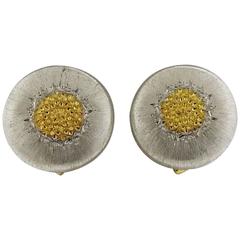 Buccellati Geminato Silver Gold Button Earrings 3