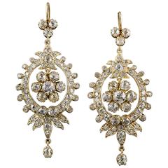 Victorian Diamond Gold Chandelier Earrings