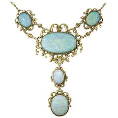 Late Victorian Opal Gold Necklace