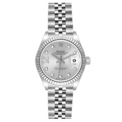 Rolex Datejust 28 Steel White Gold Diamond Dial Ladies Watch 279174 Box Card