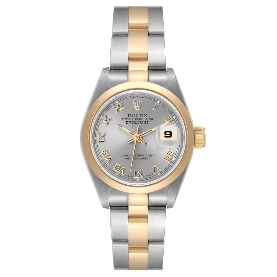 Rolex Datejust Steel Yellow Gold Slate Roman Dial Ladies Watch 69163 Box Papers