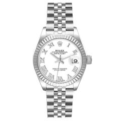 Rolex Datejust 28 Stahl Weißgold Weißes Zifferblatt Damenuhr 279174 Box Kartene