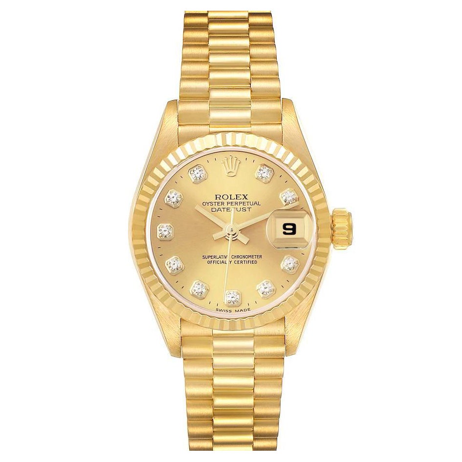 ROLEX President Ladies' Date Just Yellow Gold and Diamonds Ref 69178 at ...