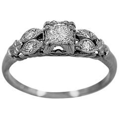 Art Deco .25 Carat Diamond Gold Engagement Ring 