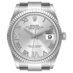 Rolex Datejust Steel White Gold Silver Dial Diamond Watch 126234 Unworn