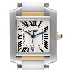 Cartier Tank Francaise Large Automatic Steel Yellow Gold Mens Watch W51005Q4