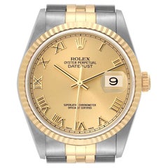 Rolex Datejust Stahl Gelbgold Champagner Zifferblatt Herrenuhr 16233 Box Papiere