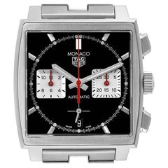 Tag Heuer Monaco Calibre 02 Black Dial Steel Mens Watch CBL2113 Box Card