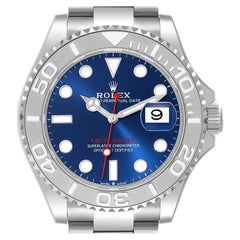 Used Rolex Yachtmaster Steel Platinum Blue Dial Mens Watch 126622 Unworn