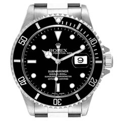 Rolex Submariner Date 40mm Black Dial Steel Mens Watch 16610 Box Papers