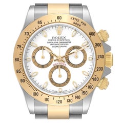 Rolex Daytona Steel Yellow Gold White Dial Mens Watch 116523 Box Papers