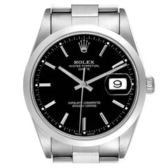 Rolex Date Black Dial Oyster Bracelet Steel Mens Watch 15200