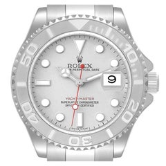 Rolex Yachtmaster Steel Platinum Dial Platinum Bezel Mens Watch 16622 Box Card