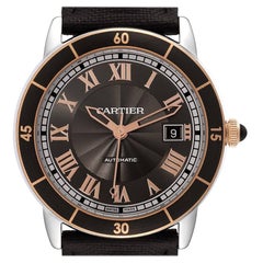Reloj Cartier Ronde Croisiere Acero Oro Rosa Esfera Gris W2RN0005