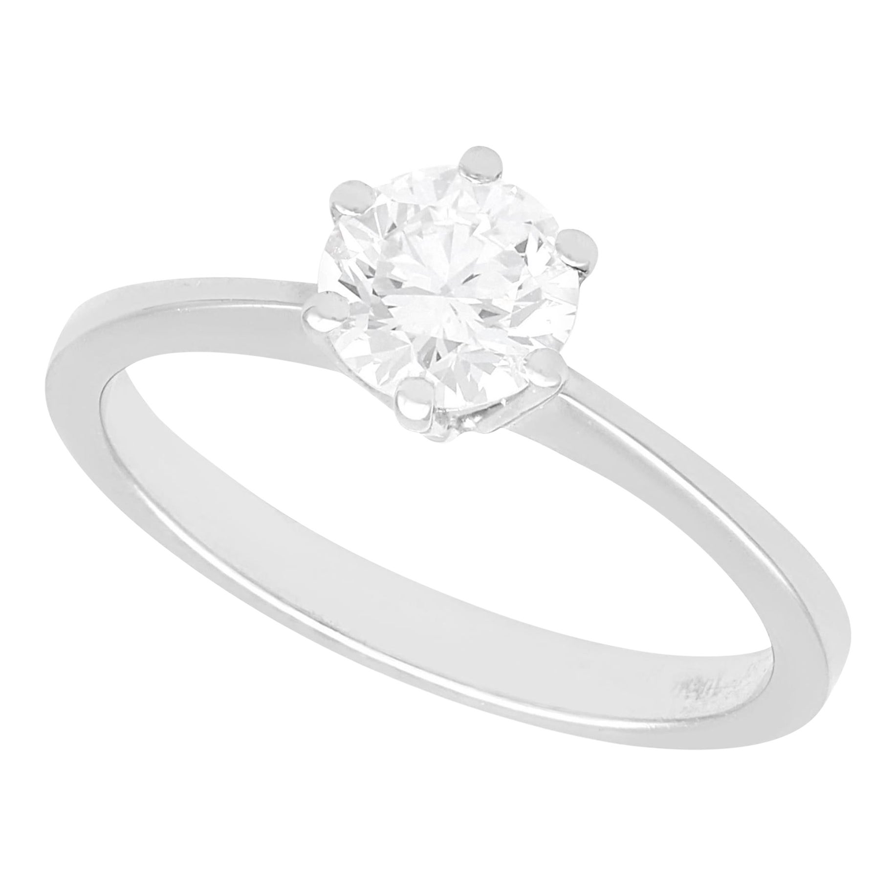 Vintage 0.72 Carat Diamond Solitaire Engagement Ring in 18k White Gold