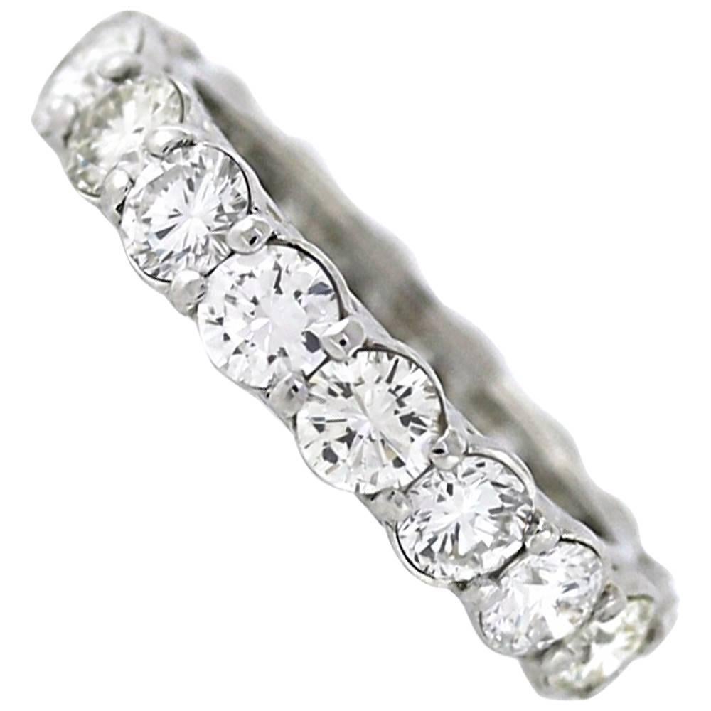 Beautiful Round White Diamond Platinum Eternity Band Ring