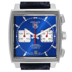 Tag Heuer Monaco Calibre 12 Blue Dial Steel Mens Watch CAW2111