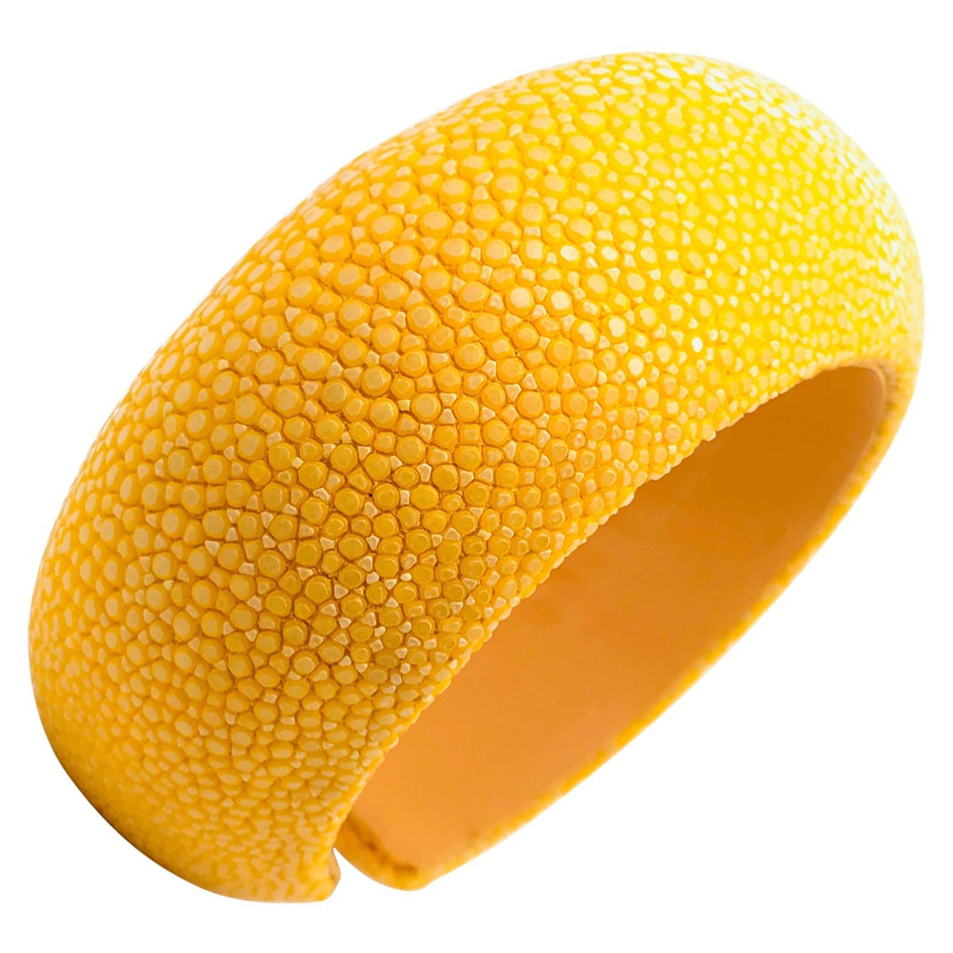 Bracelet manchette Galuchat jaune