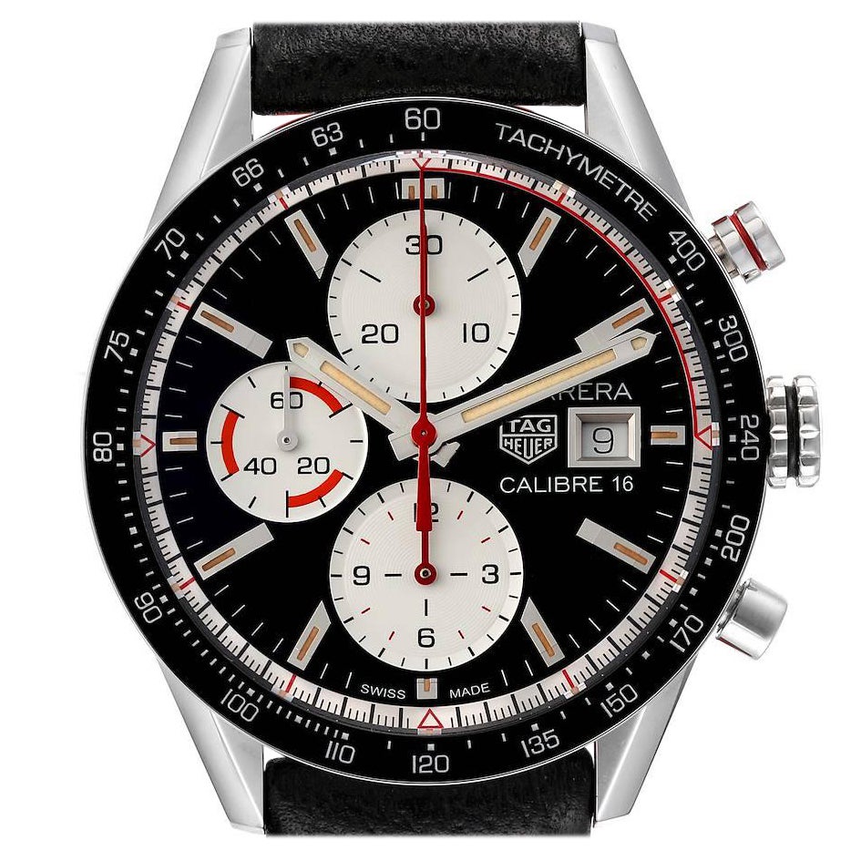 Tag Heuer Carrera Calibre 16 Chronograph Steel Mens Watch CV201AP Box Card