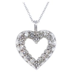 Pendentif coeur en or blanc 14k