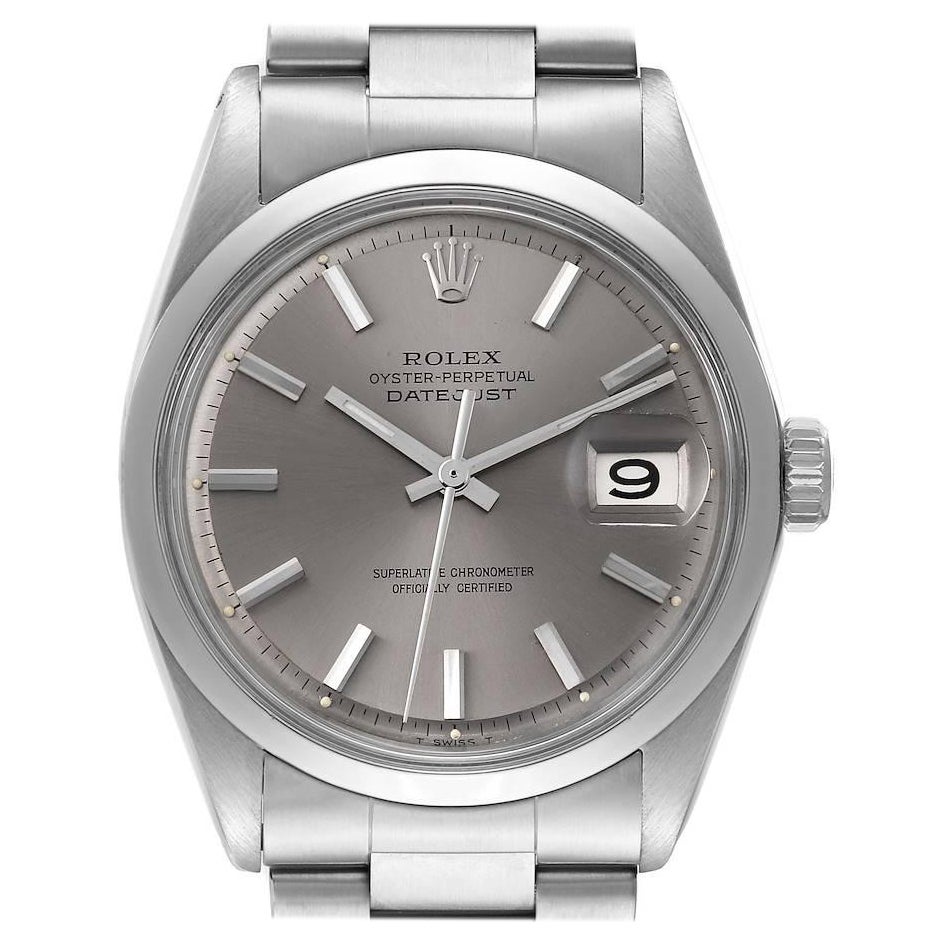 Rolex Datejust Steel Grey Dial Vintage Mens Watch 1600