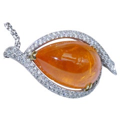 24 Carat Mandarin Garnet Brilliant Pendant Master Class Jewelry 0.50 ct TW VVS