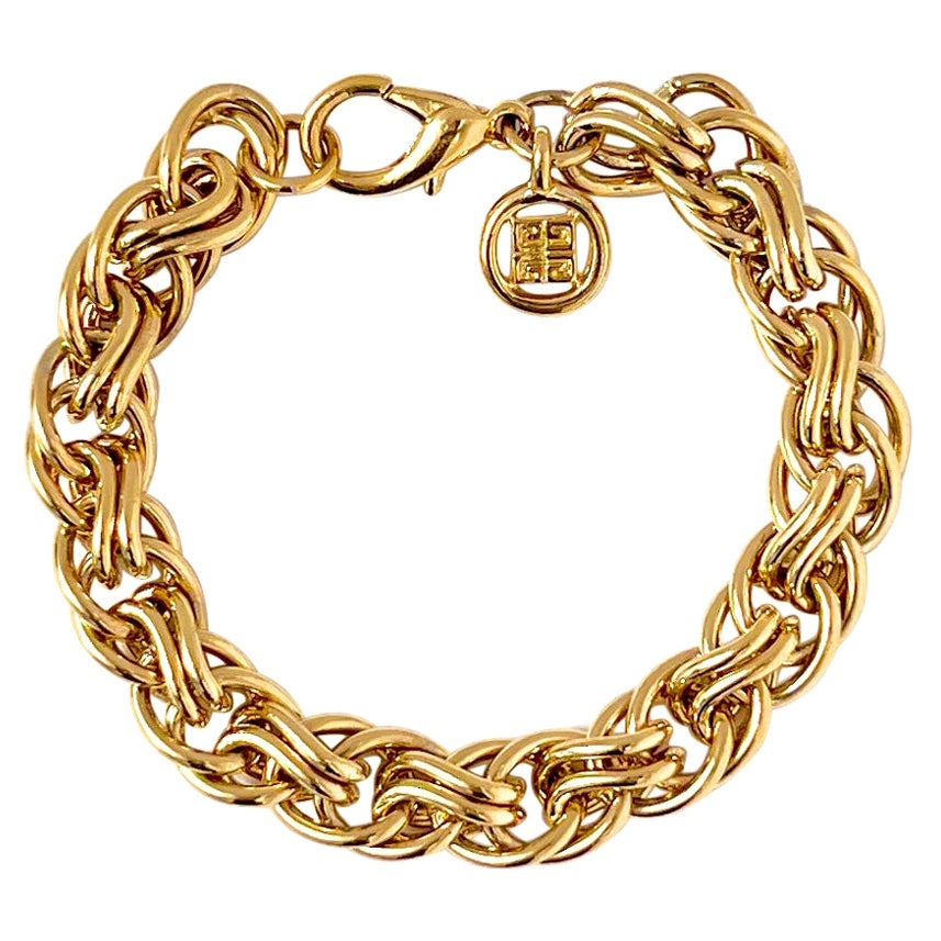 Vintage Givenchy Double Twisted Link Chain Bracelet, 1980s For Sale
