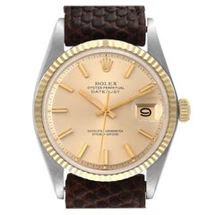 Rolex Datejust Steel Yellow Gold Silver Dial Vintage Mens Watch 1601 Box Papers