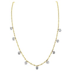 2.35 CTW Round Brilliant Cut Diamond Drop Necklace 14 Karat Two Tone Gold