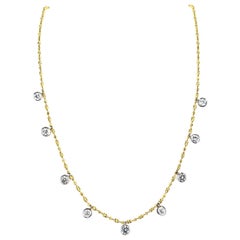 2.35 CTW Round Brilliant Cut Diamond Drop Necklace 14 Karat Two Tone Gold 