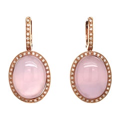 Earrings Rose Quartz Diamonds Bakelite Rose Gold 18 Karat