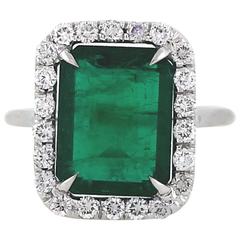 Huge 5.93 Carat Emerald Diamonds Platinum Ring 12