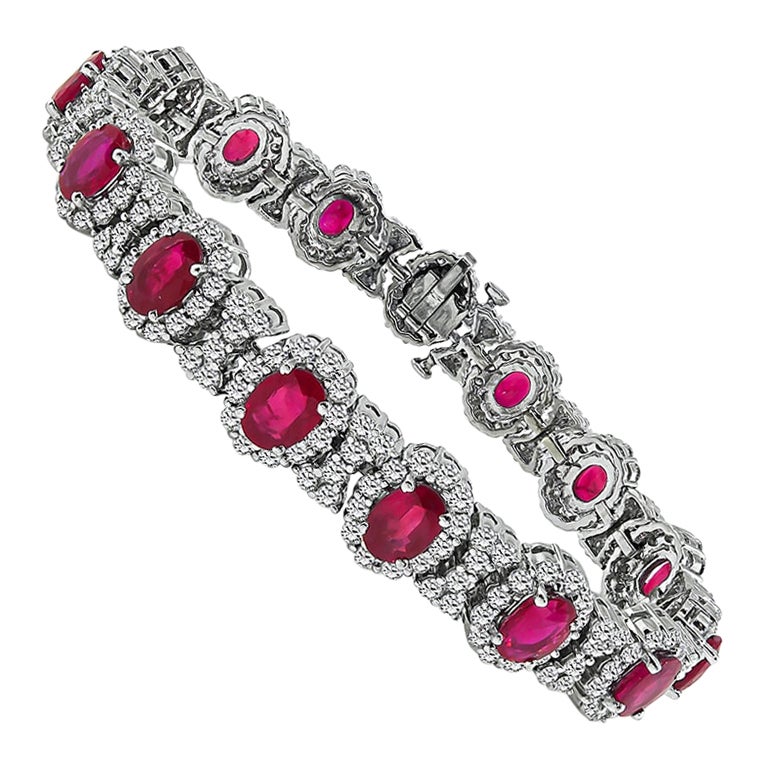 22.00ct Burma Ruby 8.00ct Diamond Bracelet For Sale