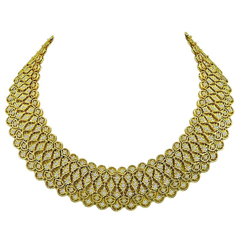 15.20ct Diamond Gold Choker Necklace For Sale