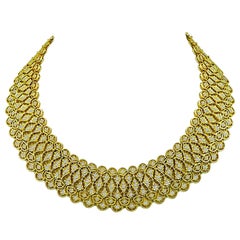 Vintage 15.20ct Diamond Gold Choker Necklace