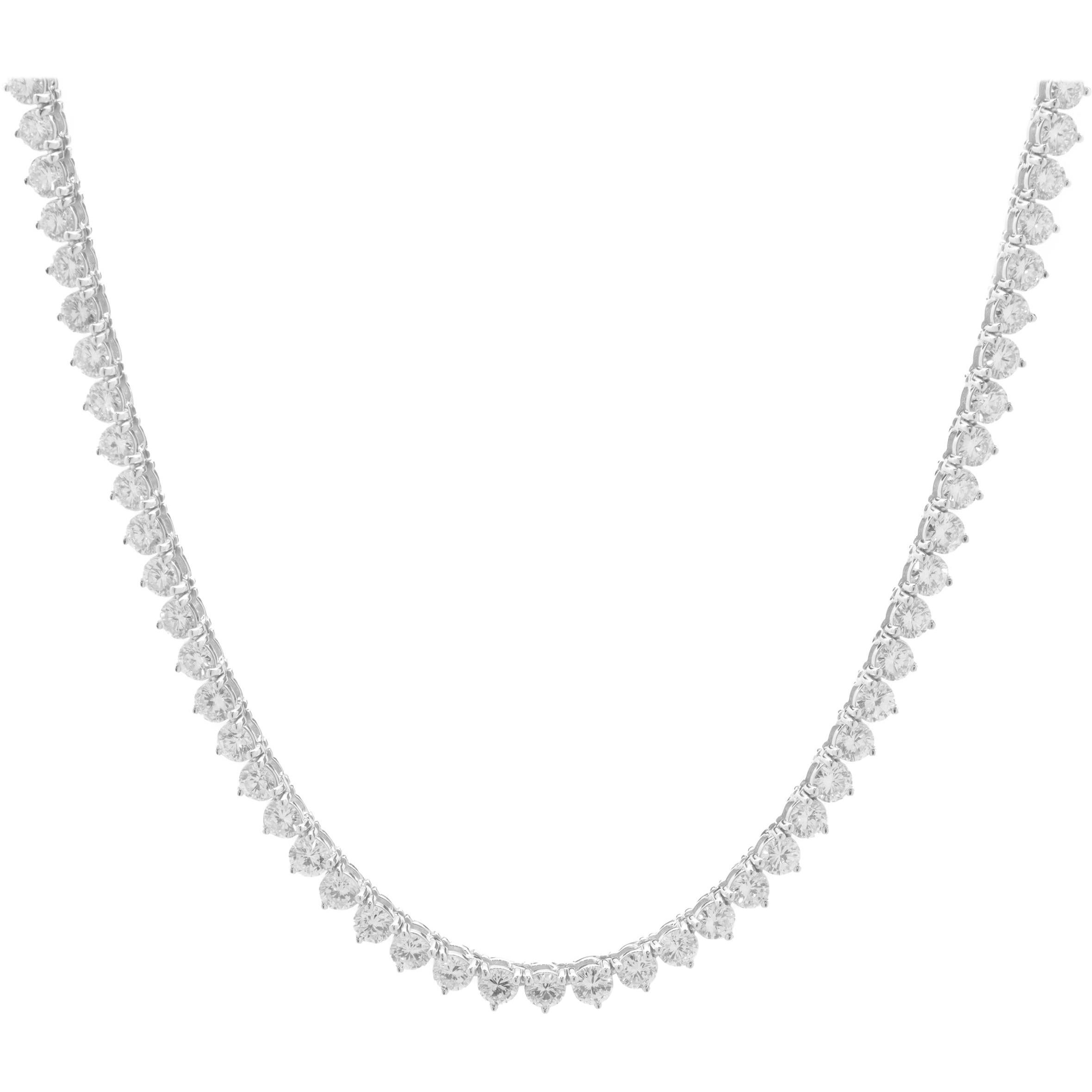 18 Karat White Gold Diamond Tennis Necklace