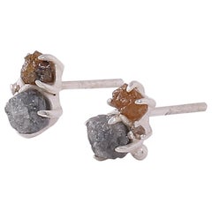 Adeitiy Recycled Silver Earrings with Brown Rose-Cut and Mined Diamonds