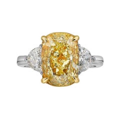 Certificado GIA  Anillo de oro de 18 quilates con 5,00 quilates de diamante amarillo fantasía