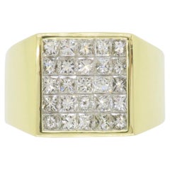 Men's Invisible Set 2.70CTW Diamond Ring made in 18k Yellow Gold 