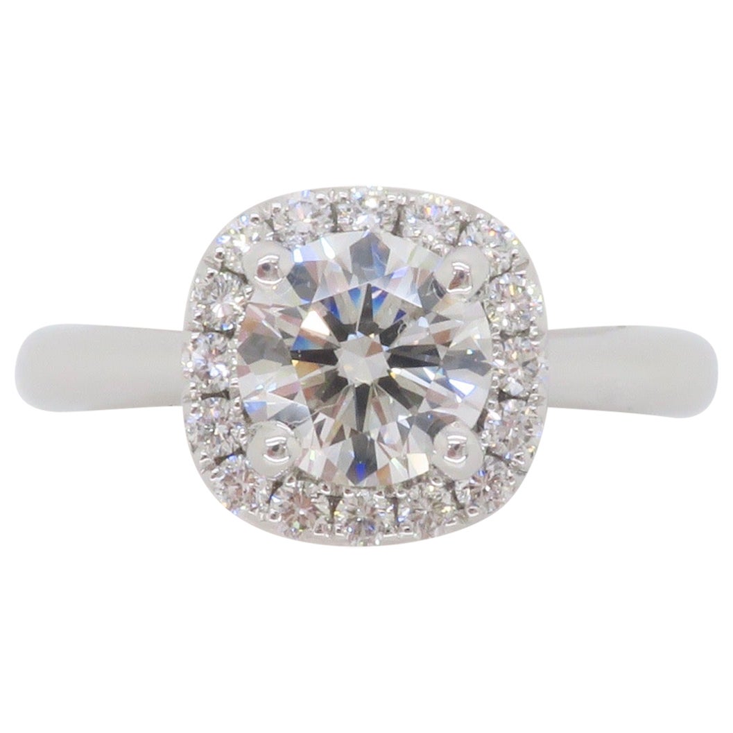 GIA Certified Round Brilliant Cut Diamond in a Stunning Scott Kay Halo Setting  For Sale